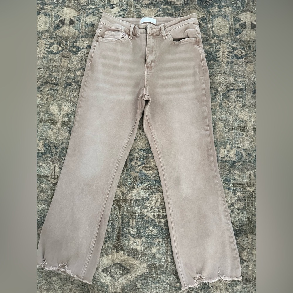 VERVET BY FLYING MONKEY Light Beige Straight Leg Jeans